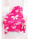 Rose Red 127*152cm Bow Printed Cozy Soft Throw Blanket