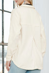 Beige Button-Up Stitching Pocketed Shacket