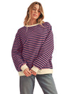 Green Stripe Contrast Edge Oversized Sweatshirt