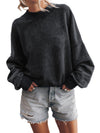 Brown Plain Drop Shoulder Crew Neck Pullover Sweatshirt