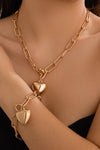 Gold Heart Pendant Chunky Chain Necklace