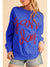 Dark Blue Tinsel Game Day Drop Shoulder Sweatshirt