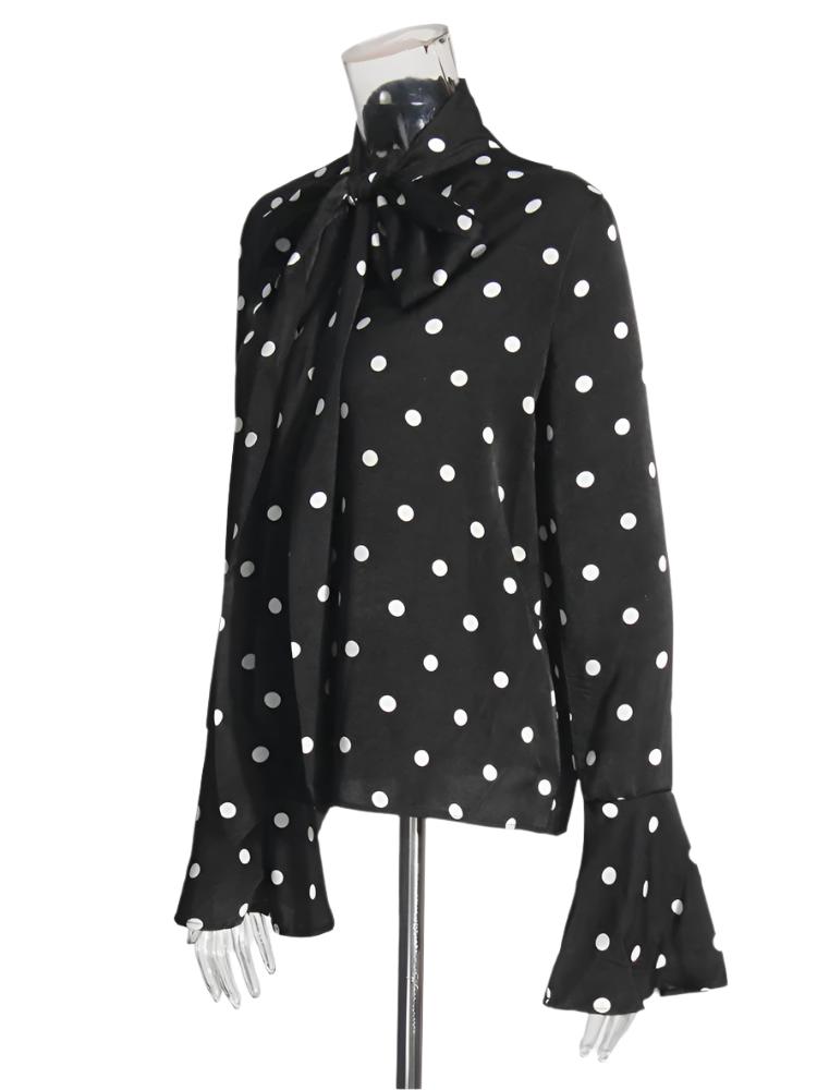 Cocoa Yacht Club Polka Dot Bow Blouse