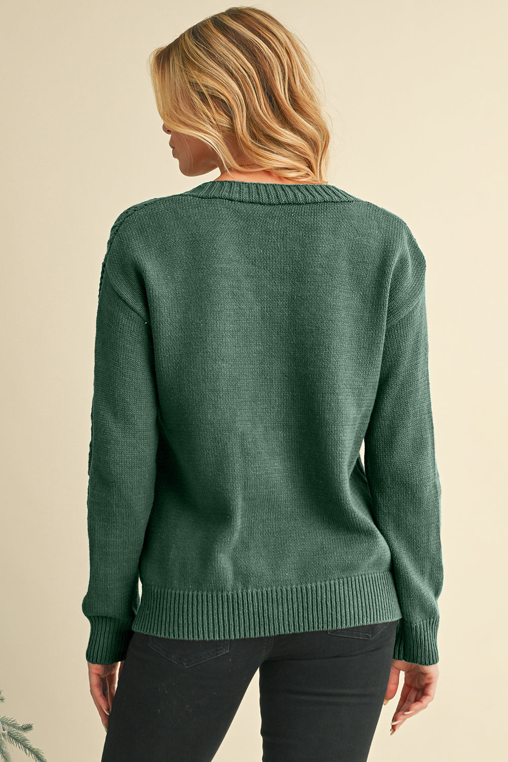 Real Teal Hollow Knit Drop Shoulder Cardigan