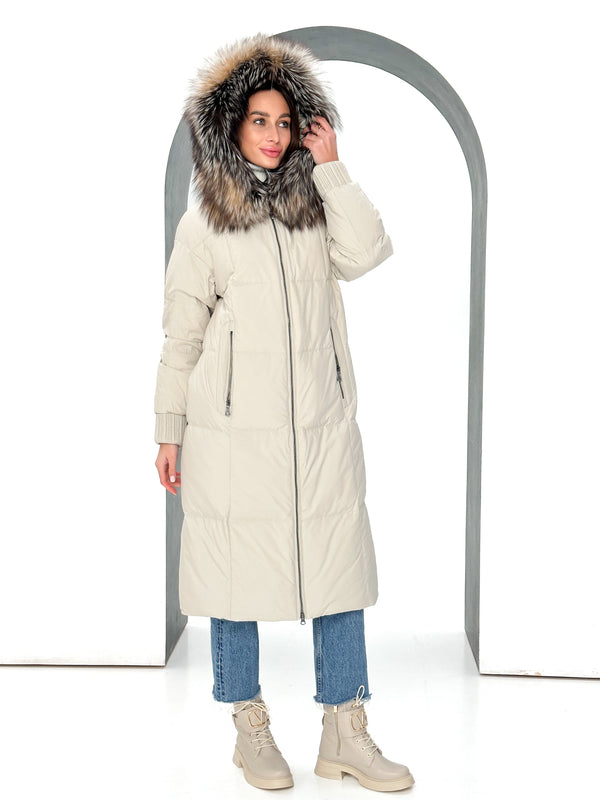 Alice Genuine Silver Fox Down Fill Coat