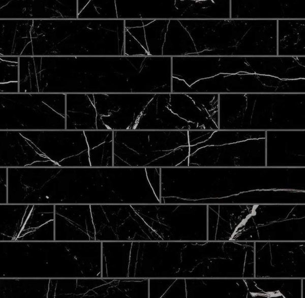 Open Box Corso italia Impero Black 3 in. x 12 in. Marble Look Porcelain Floor and Wall Tile (3.39 sq. ft. /Case)
