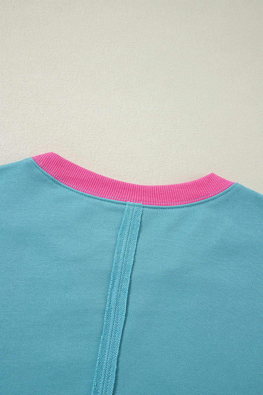 Light Blue Drop Sleeve Contrast Trim Oversized Sweatshirt