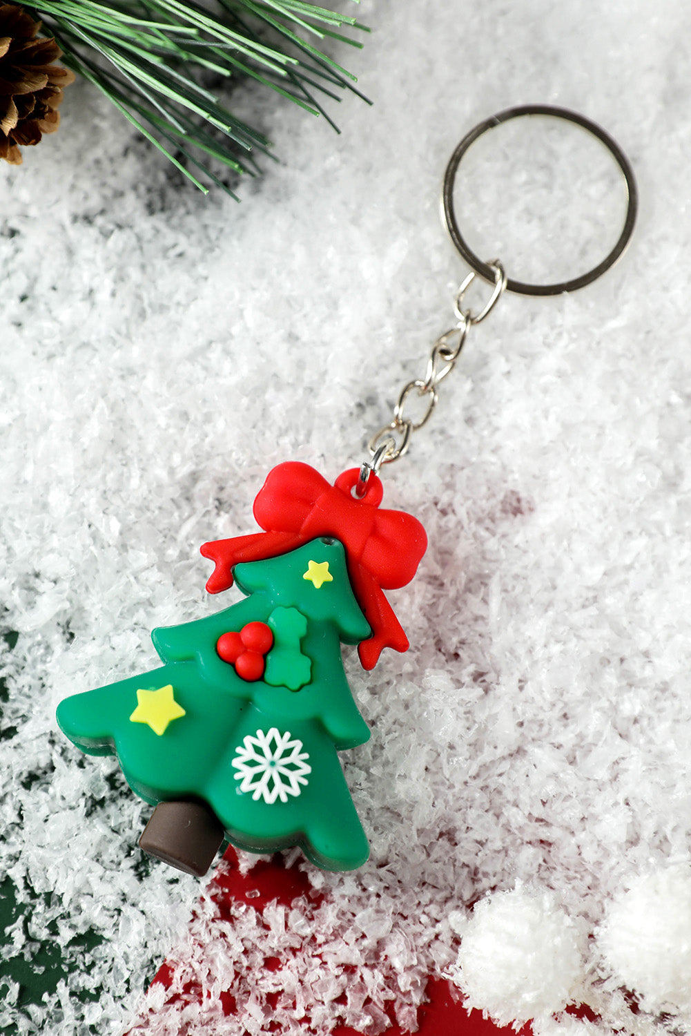 Dark Green Christmas Tree Party Favor Gift Keychain