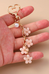 Light Pink Cute Flower Alloy Heart Keychain