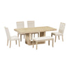 TOPMAX Contemporary 6-Piece 78inch Extendable Pedestal Dining Table Set with 18inch Removable Leaf and Dining Bench, 4 Upholstered Dining Chairs, Natural
