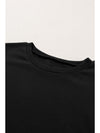 Black Snap Button Side Slits Solid Color Sweatshirt