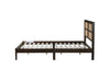 Queen Size Rubber Wooden, Solid Wooden Bed with Rattan Headboard, Enhanced by Support Feet,Espresso