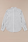 Black Stripe Chest Pocket Buttoned Oversized Shirt