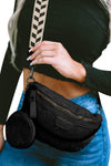 Bright White Floral Colorblock Strap Crossbody Bag with Coin Purse