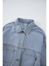 Blue Stripe Washed Oversized Pocketed Denim Jacket