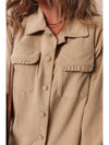 Frill Button Up Long Sleeve Shacket