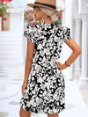 Floral Tie Neck Butterfly Sleeve Dress - Cocoa Yacht Club