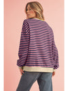 Green Stripe Contrast Edge Oversized Sweatshirt