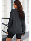 Black Thankful Drop Shoulder Corded Graphic Thanksgiving Sweatshirt