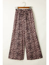 Desert Palm Boho Leopard Print Wide Leg Pants