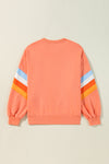 Flamingo Patchwork Drop Sleeve Loose Sweatshirt