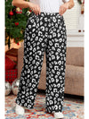 Leopard Print Wide Leg Pockets Plus Size Pants