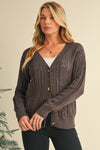 Beige Hollow Knit Drop Shoulder Cardigan