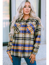 Brown Plaid Button Up Long Sleeve Flannel Shacket