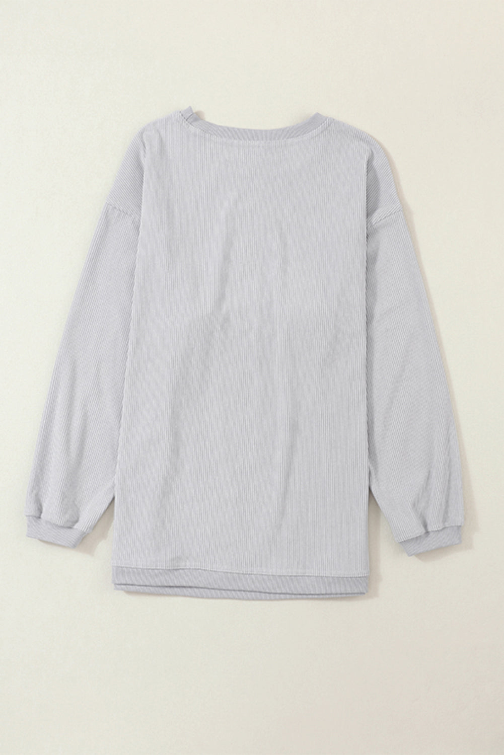 Light Grey Drop Shoulder Crinkle Rib Oversized Sweatshirt