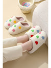 White Colorful Heart Shape Slip On Plush Winter Slippers