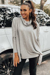 Black Cowl Neck Loose Fit Tunic Long Sleeve Top