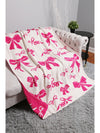 Rose Red 127*152cm Bow Printed Cozy Soft Throw Blanket