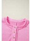 Sachet Pink Plain Drop Sleeve Henley Sweatshirt