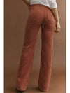 Brown High Waist Pockets Corduroy Flare Leg Pants