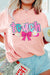 Pink Retro Checkered teach and Bow Pencil Graphic T Shirt