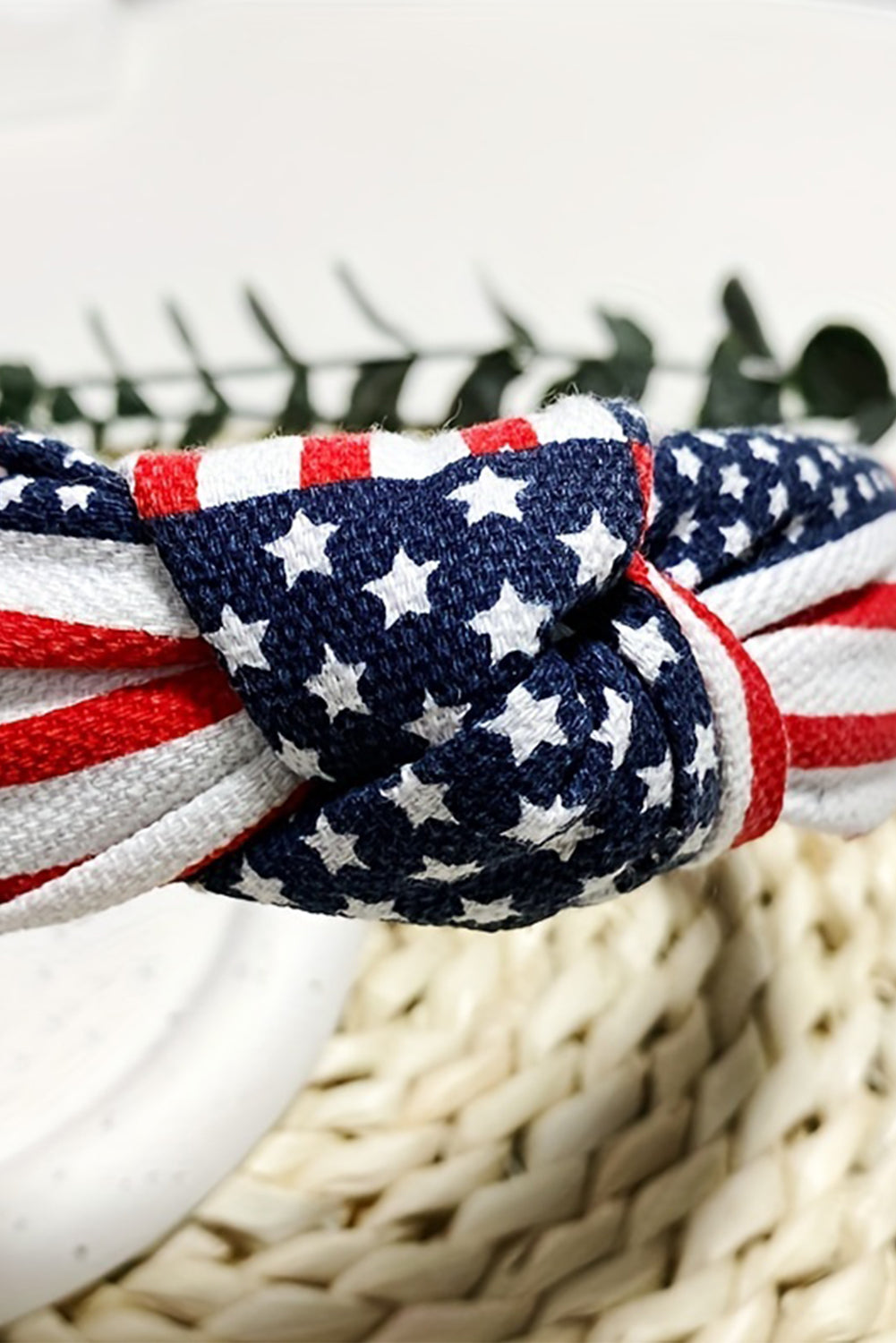 Navy Blue American Flag Print Knotted Hairband