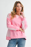 Bonbon Colorblock Patchwork Drop Shoulder Loose Sweatshirt