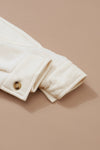 Beige Button-Up Stitching Pocketed Shacket