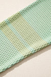 Meadow Mist Green Textured Colorblock Sleeve Henley Sweatshirt
