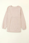 Light Grey Drop Shoulder Crinkle Rib Oversized Sweatshirt