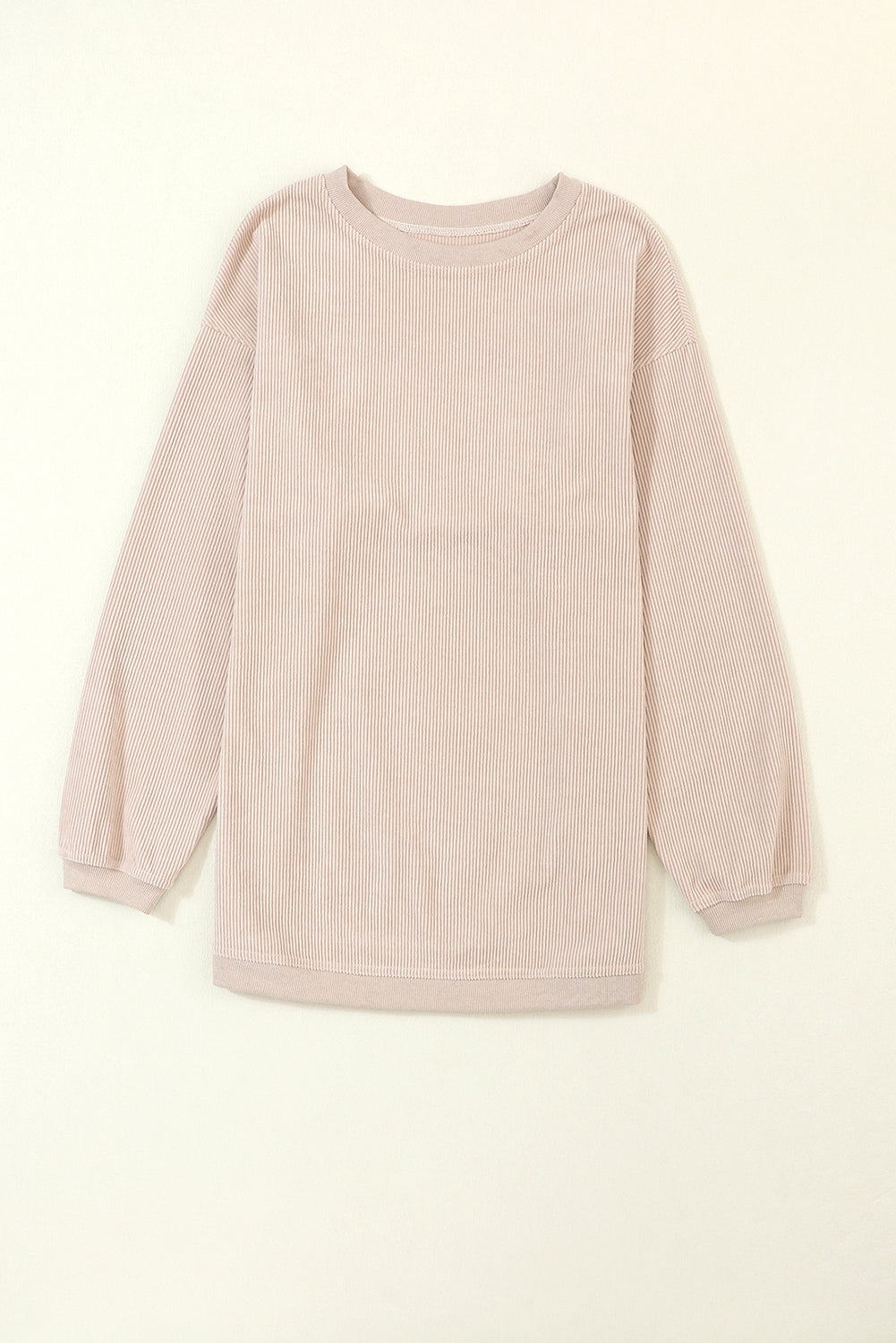 Light Grey Drop Shoulder Crinkle Rib Oversized Sweatshirt