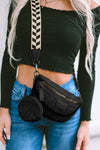 Bright White Floral Colorblock Strap Crossbody Bag with Coin Purse