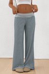 Black Stripe Colorblock Wide Leg Pants