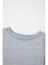 Light Grey Waffle Patchwork Long Sleeve Pullover Top