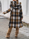 Devine Plaid Long Sleeve Hooded Coat - Cocoa Yacht Club