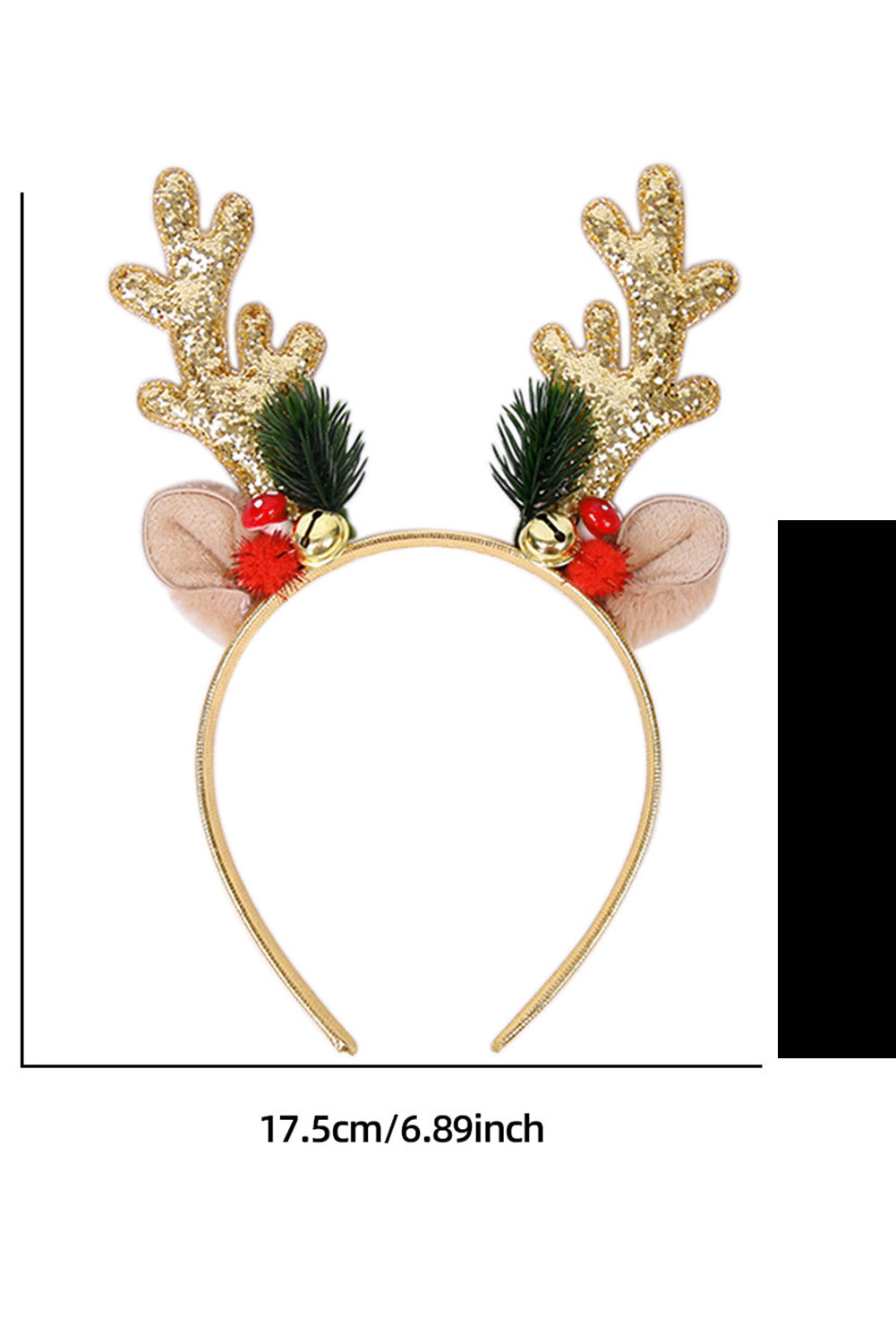 Gold Shiny Christmas Reindeer Horn Headband