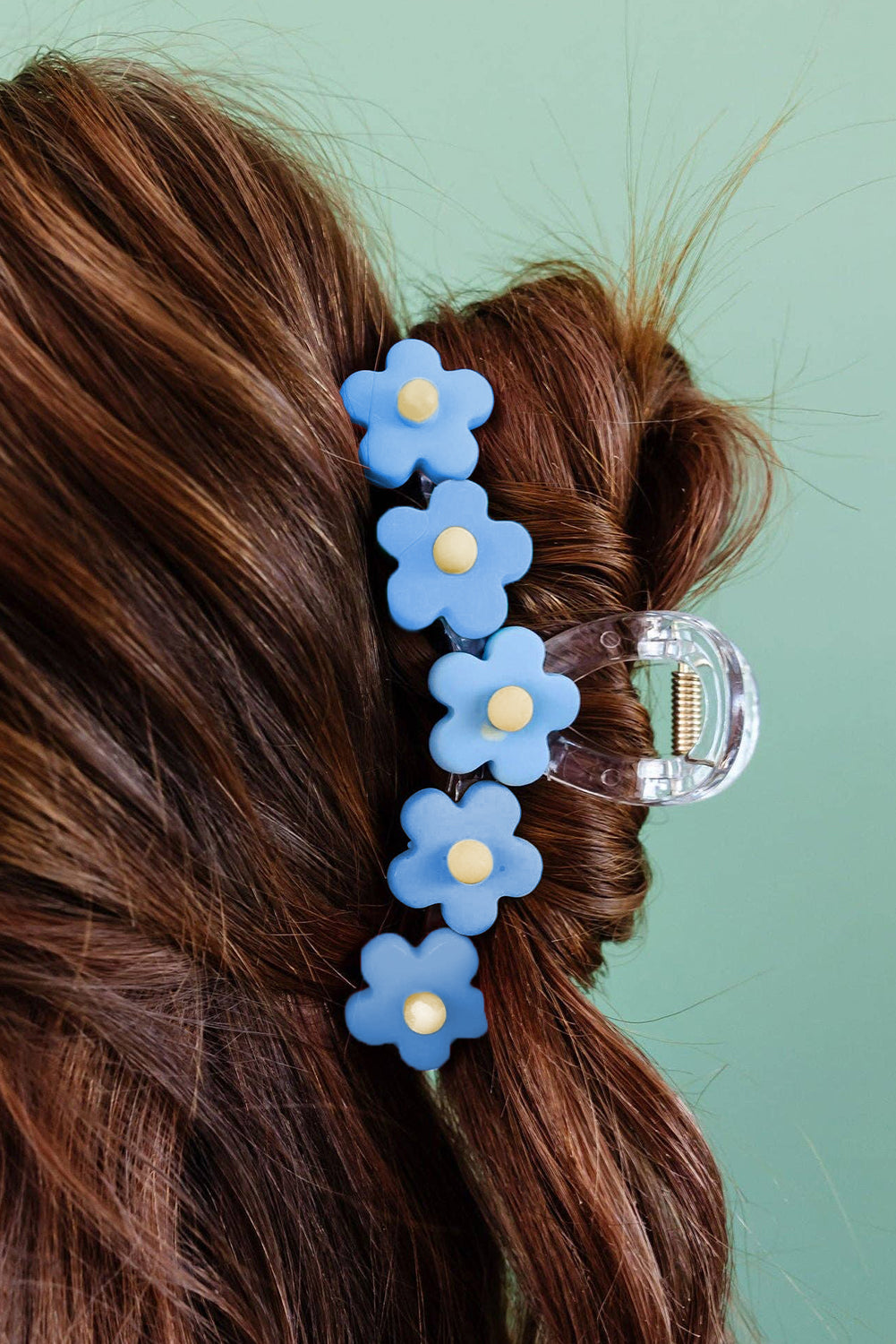 Light Blue Flowers Decor Acrylic Hair Claw