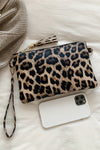 Chestnut Leopard Print Wrist Strap Zipped Wallet