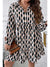 Apricot Abstract Print Collared V Neck Plus Size Mini Dress