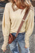 Beige Thermal Knit Patchwork Exposed Seam Long Sleeve Top